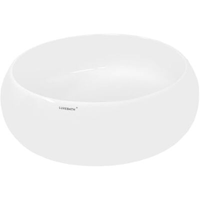 ECD Germany Opzetwastafel wastafel badkamer Ø 350 x 120 mm van keramiek rond wit wastafel voor badkamer wastafel om neer te zetten modern design zonder afvoergarnituur ECD Germany Opzetwastafel wastafel badkamer Ø 350 x 120 mm van keramiek rond wit wastafel voor badkamer wastafel om neer te zetten modern design zonder afvoergarnituur