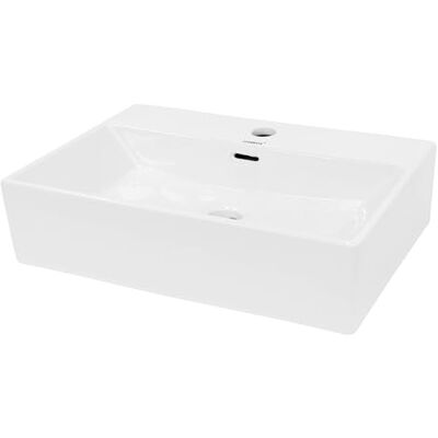 ECD Germany Opzetwastafel wastafel badkamer keramiek wit 515 x 360 x 130 mm hangwastafel badkamer toilet met overloop en kraangat rechthoekig ECD Germany Opzetwastafel wastafel badkamer keramiek wit 515 x 360 x 130 mm hangwastafel badkamer toilet met overloop en kraangat rechthoekig