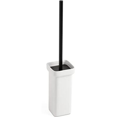 TATAY Toiletborstel, keramiek en aluminium, duurzame materialen, compacte wc-borstel, 8,5 x 8,5 x 41 cm, collectie Nero, zwart en wit TATAY Toiletborstel, keramiek en aluminium, duurzame materialen, compacte wc-borstel, 8,5 x 8,5 x 41 cm, collectie Nero, zwart en wit