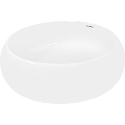 ECD Germany Wastafel voor badkamer, Ø 400 x 350 x 155 mm, van keramiek, rond, wit, voor installatie op meubels, handwastafel, afvoer met standaard aansluiting, montagemateriaal niet inbegrepen ECD Germany Wastafel voor badkamer, Ø 400 x 350 x 155 mm, van keramiek, rond, wit, voor installatie op meubels, handwastafel, afvoer met standaard aansluiting, montagemateriaal niet inbegrepen