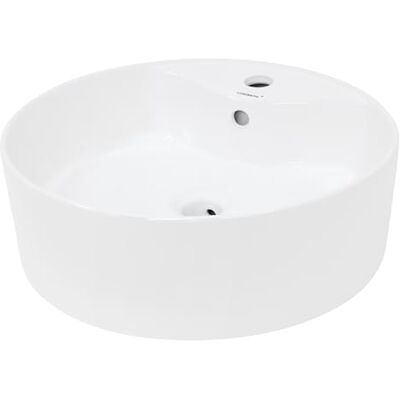 ECD Germany Opzetwastafel voor badkamer – 460 x 460 mm x 155 mm – van keramiek – rond – wit – wastafel – modern – zonder afvoergarnituur ECD Germany Opzetwastafel voor badkamer – 460 x 460 mm x 155 mm – van keramiek – rond – wit – wastafel – modern – zonder afvoergarnituur