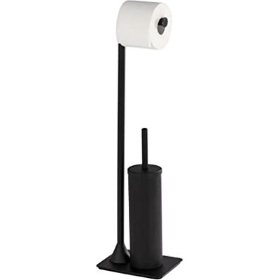 WENKO Hella Toiletset met houder voor toiletpapier en wc-borstel, 15 x 69 x 20 cm, mat zwart WENKO Hella Toiletset met houder voor toiletpapier en wc-borstel, 15 x 69 x 20 cm, mat zwart