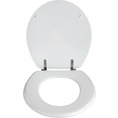 WENKO Prima WC-bril wit geschikt voor spoeltanks, bevestiging van roestvrij staal, MDF, 37 x 41 cm, wit WENKO Prima WC-bril wit geschikt voor spoeltanks, bevestiging van roestvrij staal, MDF, 37 x 41 cm, wit
