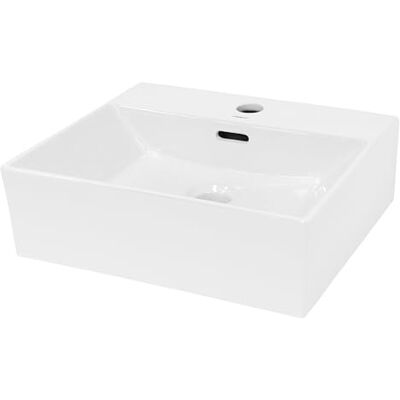 ECD Germany Opzetwastafel wastafel badkamer – keramiek – wit – 415 x 360 x 130 mm – hangwastafel, badkamertoilet – rechthoekig – zonder afvoergarnituur ECD Germany Opzetwastafel wastafel badkamer – keramiek – wit – 415 x 360 x 130 mm – hangwastafel, badkamertoilet – rechthoekig – zonder afvoergarnituur