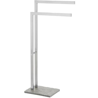 WENKO Handdoekhouder voor badkamer, op voet, 2 handdoekstangen, graniet, basis van polyhars in granietlook, roestvrij staal, 43,5 x 86,5 x 20 cm, mat WENKO Handdoekhouder voor badkamer, op voet, 2 handdoekstangen, graniet, basis van polyhars in granietlook, roestvrij staal, 43,5 x 86,5 x 20 cm, mat