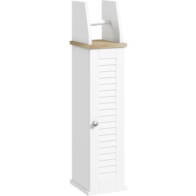 kleankin Toiletpapierhouder, toiletkast, met kast en verstelbare plank, badkamermeubel op voet, modern design, 18 x 20 x 80 cm, wit kleankin Toiletpapierhouder, toiletkast, met kast en verstelbare plank, badkamermeubel op voet, modern design, 18 x 20 x 80 cm, wit