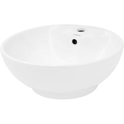 ECD Germany Wastafel voor badkamer – Ø 455 x 185 mm – van keramiek – rond – wit – handwastafel – wastafel voor installatie op meubels – modern design ECD Germany Wastafel voor badkamer – Ø 455 x 185 mm – van keramiek – rond – wit – handwastafel – wastafel voor installatie op meubels – modern design