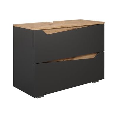 Vicco Enkele wastafel "Marelle", antraciet/handwerk, 80 x 57,5 cm met 2 laden, geschikt voor montage onder gangbare wastafels Vicco Enkele wastafel "Marelle", antraciet/handwerk, 80 x 57,5 cm met 2 laden, geschikt voor montage onder gangbare wastafels
