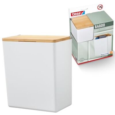 tesa BABOO L badkamerorganizer met bamboedeksel, mat wit, opbergdoos voor wandmontage, zonder boren, met Powerstrips, waterdichte strips XL, 182 mm x 210 mm x 102 mm tesa BABOO L badkamerorganizer met bamboedeksel, mat wit, opbergdoos voor wandmontage, zonder boren, met Powerstrips, waterdichte strips XL, 182 mm x 210 mm x 102 mm