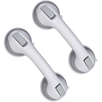 Relaxdays Zuiggreep, 2 stuks, douchestang en badkuip, 25 kg, voor ouderen, muur, wit/grijs Relaxdays Zuiggreep, 2 stuks, douchestang en badkuip, 25 kg, voor ouderen, muur, wit/grijs
