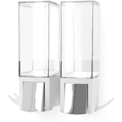 Compactor Bath RAN9655 Dubbele zeepdispenser voor wandmontage, wit, 22 x 7,5 x 20 cm Compactor Bath RAN9655 Dubbele zeepdispenser voor wandmontage, wit, 22 x 7,5 x 20 cm