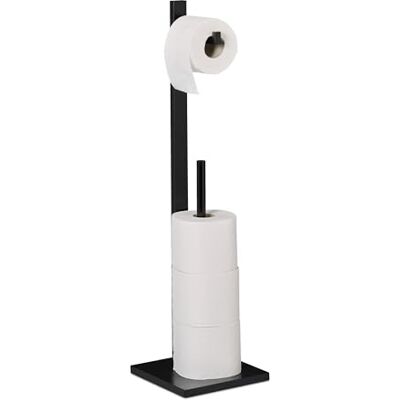 Relaxdays Toiletpapierhouder, voor 5 rollen in totaal, zwart niet vast, bamboe en MDF, HLP 71 x 19 x 19 cm Relaxdays Toiletpapierhouder, voor 5 rollen in totaal, zwart niet vast, bamboe en MDF, HLP 71 x 19 x 19 cm