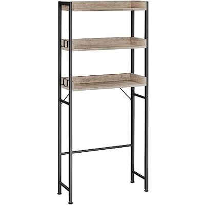 VASAGLE toilet planchet, badkamer planchet, wasmachine planchet, badkamer planchet met 3 open planken, ruimtebesparend, eenvoudige montage, industrieel design, greige-zwart BTS002B02 VASAGLE toilet planchet, badkamer planchet, wasmachine planchet, badkamer planchet met 3 open planken, ruimtebesparend, eenvoudige montage, industrieel design, greige-zwart BTS002B02