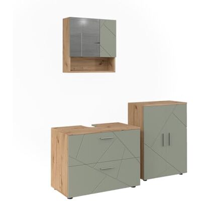 Vicco Badkamermeubel "Irma", saliegroen, 80 cm, bestaande uit wastafelonderkast, toiletkast en zuil Vicco Badkamermeubel "Irma", saliegroen, 80 cm, bestaande uit wastafelonderkast, toiletkast en zuil