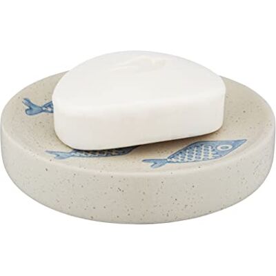 WENKO Aquamarijn zeepbakje voor het opbergen van handzeep van elegant keramiek in mat wit met blauw maritiem decor, handbeschilderd, Ø 10 x 3 cm WENKO Aquamarijn zeepbakje voor het opbergen van handzeep van elegant keramiek in mat wit met blauw maritiem decor, handbeschilderd, Ø 10 x 3 cm