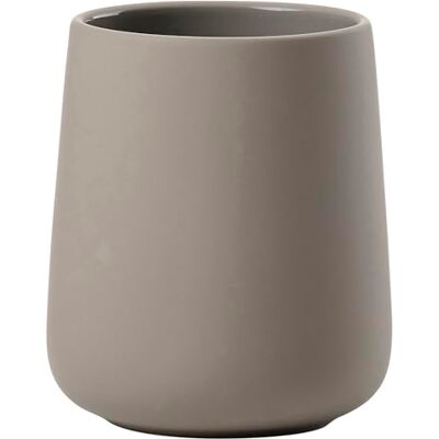Zone Nova One Tandenborstelbeker van keramiek met Soft Touch-coating, taupe, diameter 8 cm, hoogte 10 cm Zone Nova One Tandenborstelbeker van keramiek met Soft Touch-coating, taupe, diameter 8 cm, hoogte 10 cm