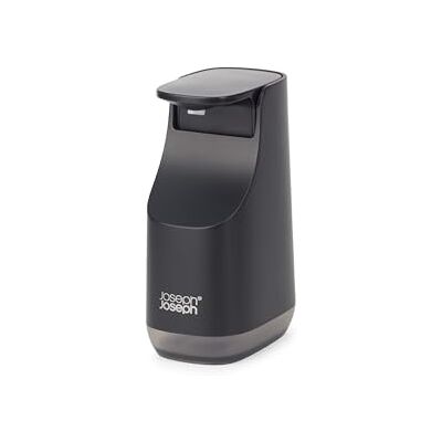 Joseph Joseph Slim, compacte en ruimtebesparende badkamerzeepdispenser – pompkop, gemakkelijk te duwen, druppelbescherming, oplaadbaar, matzwart Joseph Joseph Slim, compacte en ruimtebesparende badkamerzeepdispenser – pompkop, gemakkelijk te duwen, druppelbescherming, oplaadbaar, matzwart
