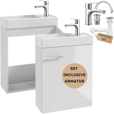 Deftrans . Meuble de salle de bain, blanc, 50 x 70 x 21,3 cm, ensemble de salle de bain avec lavabo et robinet, meuble suspendu, meuble de salle de bain moderne, robinetterie de lavabo, armoire étroite Deftrans . Meuble de salle de bain, blanc, 50 x 70 x 21,3 cm, ensemble de salle de bain avec lavabo et robinet, meuble suspendu, meuble de salle de bain moderne, robinetterie de lavabo, armoire étroite