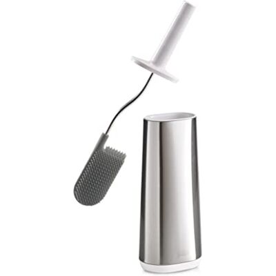 Joseph Joseph Flex Toiletborstel met houder, zachte en duurzame wc-borstel, flexibele kop, druppelvrij, geen vuilophoping, grondige reiniging, roestvrij staal, middelgroot Joseph Joseph Flex Toiletborstel met houder, zachte en duurzame wc-borstel, flexibele kop, druppelvrij, geen vuilophoping, grondige reiniging, roestvrij staal, middelgroot