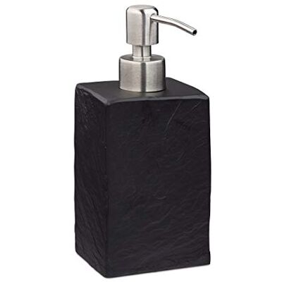 Relaxdays Vloeibare zeepbakje, 200 ml, navulbaar, badkamer, shampoo-dispenser, roestvrijstalen pomp, zwart Relaxdays Vloeibare zeepbakje, 200 ml, navulbaar, badkamer, shampoo-dispenser, roestvrijstalen pomp, zwart