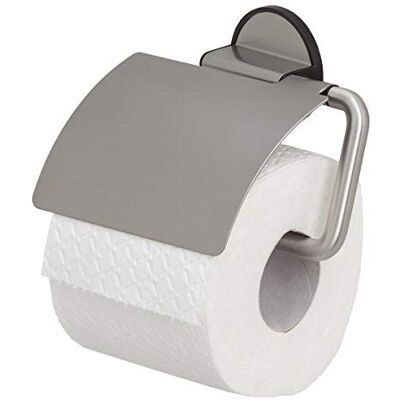 Tiger Tune Toiletpapierhouder met deksel, montage zonder boren door geïntegreerde plakfolie, optionele schroefbevestiging, geborsteld roestvrij staal/zwart, 150 x 123 x 33 mm Tiger Tune Toiletpapierhouder met deksel, montage zonder boren door geïntegreerde plakfolie, optionele schroefbevestiging, geborsteld roestvrij staal/zwart, 150 x 123 x 33 mm