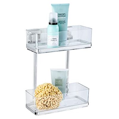 WENKO Vacuum-Loc® Quadro Duo wandrek zonder boren met 2 etages, roestvrijstalen houder met afneembare kunststof plaat, onderhoudsvriendelijke doucheplaat, 25,5 x 32,5 x 14 cm WENKO Vacuum-Loc® Quadro Duo wandrek zonder boren met 2 etages, roestvrijstalen houder met afneembare kunststof plaat, onderhoudsvriendelijke doucheplaat, 25,5 x 32,5 x 14 cm