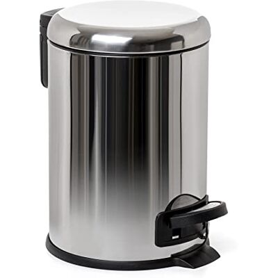 TATAY Afvalemmer voor badkamer, 3 l, met pedaal, 17,5 x 22,5 x 25 cm, model Pedaalemmer 3 l Soft-Close deksel Uitneembare binnenbak Gemakkelijk te reinigen Nordic model, zilver TATAY Afvalemmer voor badkamer, 3 l, met pedaal, 17,5 x 22,5 x 25 cm, model Pedaalemmer 3 l Soft-Close deksel Uitneembare binnenbak Gemakkelijk te reinigen Nordic model, zilver