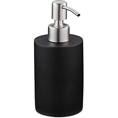 Relaxdays Zeepdispenser 180 ml, navulbaar, voor badkamer, voor vloeistoffen en lotions, polyhars, roestvrijstalen pomp, zwart, 16,5 x 7 x 8 cm Relaxdays Zeepdispenser 180 ml, navulbaar, voor badkamer, voor vloeistoffen en lotions, polyhars, roestvrijstalen pomp, zwart, 16,5 x 7 x 8 cm