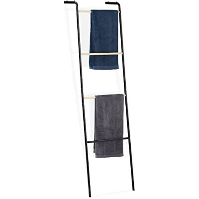 Relaxdays Handdoekenrek voor trap, 4 stangen, staande handdoekhouder, kledinghaak, metaal, 1 stuk, 160 x 40 x 26 cm, zwart, ijzer Relaxdays Handdoekenrek voor trap, 4 stangen, staande handdoekhouder, kledinghaak, metaal, 1 stuk, 160 x 40 x 26 cm, zwart, ijzer
