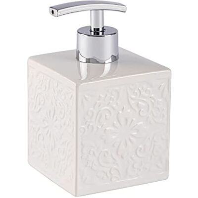 WENKO Cordoba Zeepdispenser van keramiek, wit, inhoud 0,5 l, keramiek, 8,5 x 13 x 8,5 cm, wit, 13 x 8,5 x 8,5 cm WENKO Cordoba Zeepdispenser van keramiek, wit, inhoud 0,5 l, keramiek, 8,5 x 13 x 8,5 cm, wit, 13 x 8,5 x 8,5 cm