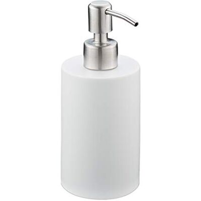 Relaxdays Navulbare vloeibare zeepdispenser van polyhars en roestvrijstalen pomp, 180 ml, wit Relaxdays Navulbare vloeibare zeepdispenser van polyhars en roestvrijstalen pomp, 180 ml, wit