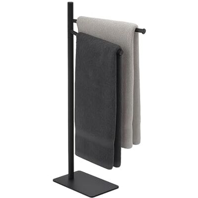 Relaxdays Handdoekenrek 78 x 33,5 x 14 cm (h x b x d), roestvrij staal, 2 beweegbare handdoekstangen, staande handdoekhouder, zwart Relaxdays Handdoekenrek 78 x 33,5 x 14 cm (h x b x d), roestvrij staal, 2 beweegbare handdoekstangen, staande handdoekhouder, zwart