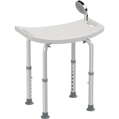 HOMCOM Douchestoel, in hoogte verstelbaar, ergonomisch, antislip voeten, belastbaar tot 136 kg, aluminium, HDPE, wit HOMCOM Douchestoel, in hoogte verstelbaar, ergonomisch, antislip voeten, belastbaar tot 136 kg, aluminium, HDPE, wit
