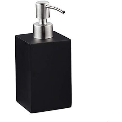 Relaxdays Vloeibare zeepbakje, 300 ml, navulbaar, badkamer, shampoo-dispenser, roestvrijstalen pomp, vierkant, zwart Relaxdays Vloeibare zeepbakje, 300 ml, navulbaar, badkamer, shampoo-dispenser, roestvrijstalen pomp, vierkant, zwart