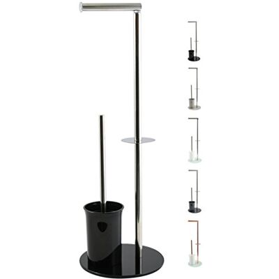 MSV Bergamo Toiletborstelhouder van roestvrij staal en glas, zwart, 3-in-1 MSV Bergamo Toiletborstelhouder van roestvrij staal en glas, zwart, 3-in-1