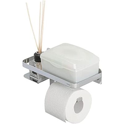 Tiger Caddy Toiletpapierhouder met plank, toiletpapierhouder met plank voor smartphone of doos voor nat toiletpapier, wandhouder van roestvrij staal, verchroomd Tiger Caddy Toiletpapierhouder met plank, toiletpapierhouder met plank voor smartphone of doos voor nat toiletpapier, wandhouder van roestvrij staal, verchroomd