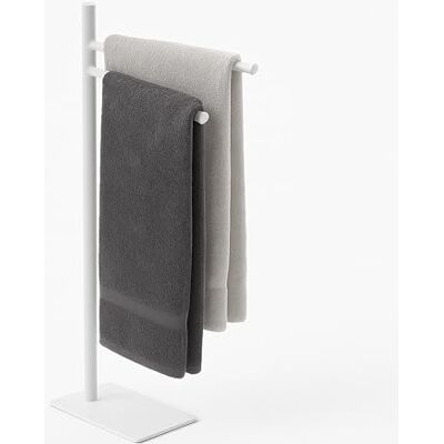 Relaxdays Handdoekenrek 78 x 33,5 x 14 cm (h x b x d), roestvrij staal, 2 beweegbare handdoekstangen, staande handdoekhouder, wit Relaxdays Handdoekenrek 78 x 33,5 x 14 cm (h x b x d), roestvrij staal, 2 beweegbare handdoekstangen, staande handdoekhouder, wit