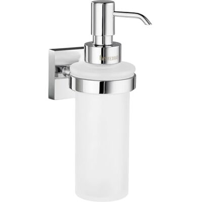 SMEDBO Soap Dispenser RK369 Wandhouder met zeepdispenser van melkglas, zilverkleurig SMEDBO Soap Dispenser RK369 Wandhouder met zeepdispenser van melkglas, zilverkleurig