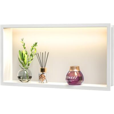 Bernkot Douchecabine roestvrij staal 600 mm x 300 mm wit met geleid licht waterdicht geen tegels nodig Wandmontage voor badkamer berginstallatie Bernkot Douchecabine roestvrij staal 600 mm x 300 mm wit met geleid licht waterdicht geen tegels nodig Wandmontage voor badkamer berginstallatie