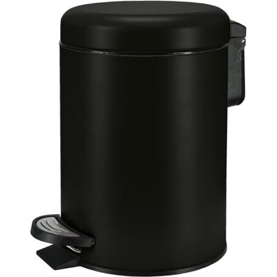 Kleine Wolke Cosmetica-afvalemmer, zwart, 3 liter Pedaalemmer, uitneembare binnenemmer, draaggreep aan de achterkant Kleine Wolke Cosmetica-afvalemmer, zwart, 3 liter Pedaalemmer, uitneembare binnenemmer, draaggreep aan de achterkant