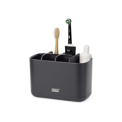 Joseph Joseph Easy-Store Tandenborstel- en tandpastahouder, compatibel met elektrische en traditionele tandenborstels, 6 vakken, mat zwart Joseph Joseph Easy-Store Tandenborstel- en tandpastahouder, compatibel met elektrische en traditionele tandenborstels, 6 vakken, mat zwart