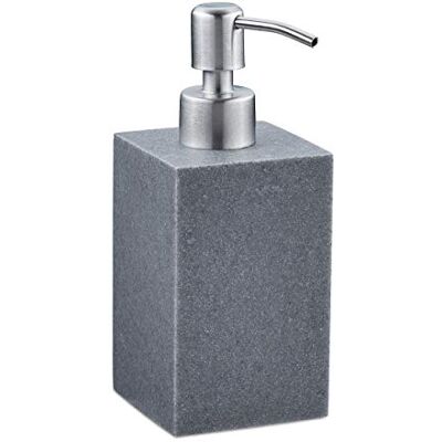 Relaxdays Vloeibare zeepbakje, 300 ml, navulbaar, badkamer, shampoo-dispenser, roestvrijstalen pomp, vierkant, grijs Relaxdays Vloeibare zeepbakje, 300 ml, navulbaar, badkamer, shampoo-dispenser, roestvrijstalen pomp, vierkant, grijs