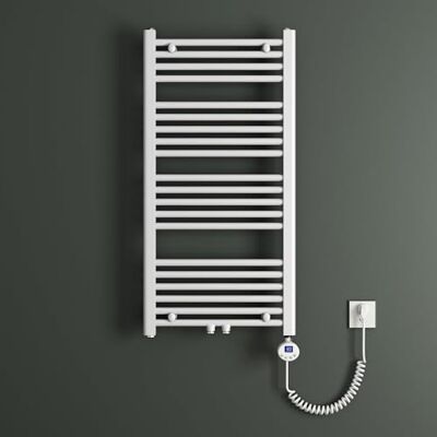 Mai & Mai Handdoekradiator, 100 x 50 cm, wit, 600 W, weerstand Verwarmingsweerstand inbegrepen, 600 W, centrale verwarming, elektrisch, voor badkamer Mai & Mai Handdoekradiator, 100 x 50 cm, wit, 600 W, weerstand Verwarmingsweerstand inbegrepen, 600 W, centrale verwarming, elektrisch, voor badkamer