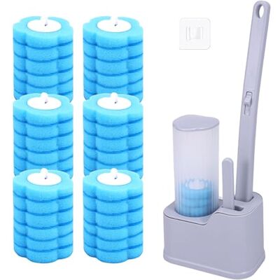 Alongen Wegwerptoiletborstelset met verlengde handgreep en houder, reinigingsset met 30/36 reinigingsonderdelen, wc-borstelvullingen, voor badkamer, wastafel, badkuip, vloer Alongen Wegwerptoiletborstelset met verlengde handgreep en houder, reinigingsset met 30/36 reinigingsonderdelen, wc-borstelvullingen, voor badkamer, wastafel, badkuip, vloer
