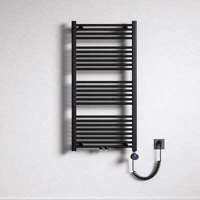 Mai & Mai Handdoekradiator, 120 x 60 cm, grijs/zwart, 600 W, weerstand Verwarmingsweerstand inbegrepen, 600 W, centrale verwarming, elektrisch, voor badkamer Mai & Mai Handdoekradiator, 120 x 60 cm, grijs/zwart, 600 W, weerstand Verwarmingsweerstand inbegrepen, 600 W, centrale verwarming, elektrisch, voor badkamer
