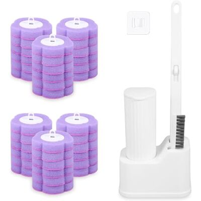 Alongen Wegwerptoiletborstelset met verlengde handgreep en houder, reinigingsset met 30/36 reinigingsonderdelen, wc-borstelvullingen, voor badkamer, wastafel, badkuip, vloer Alongen Wegwerptoiletborstelset met verlengde handgreep en houder, reinigingsset met 30/36 reinigingsonderdelen, wc-borstelvullingen, voor badkamer, wastafel, badkuip, vloer
