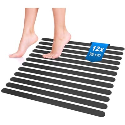 ECENCE Antislip douchestrips en badkuip, set van 12 douchebekleding, zwarte badbekleding zelfklevend, antislip badmat, gemakkelijk te verwijderen ECENCE Antislip douchestrips en badkuip, set van 12 douchebekleding, zwarte badbekleding zelfklevend, antislip badmat, gemakkelijk te verwijderen