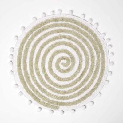 HOMESCAPES Super absorberende ronde badmat van katoenmix met kwastjes, saliegroen, 60 cm HOMESCAPES Super absorberende ronde badmat van katoenmix met kwastjes, saliegroen, 60 cm