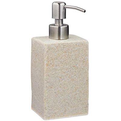 Relaxdays Vloeibare zeepbakje, 200 ml, oplaadbaar, badkamer, shampoodispenser, pomp van roestvrij staal, beige, 1 stuk Relaxdays Vloeibare zeepbakje, 200 ml, oplaadbaar, badkamer, shampoodispenser, pomp van roestvrij staal, beige, 1 stuk