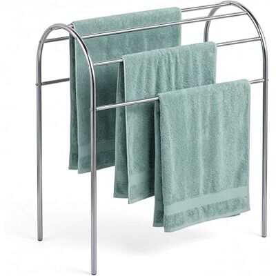 Relaxdays Handdoekhouder, HxBxD: 81,5 x 78 x 29,5 cm, badkamer Roestvrij staal, 6 stangen, op voet Relaxdays Handdoekhouder, HxBxD: 81,5 x 78 x 29,5 cm, badkamer Roestvrij staal, 6 stangen, op voet
